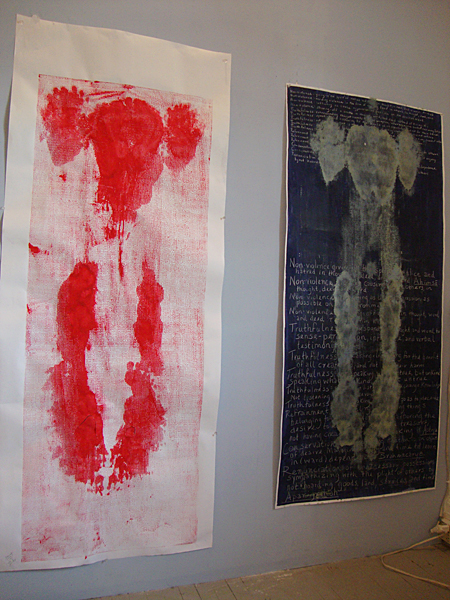 Yoga Body Prints and Principles: Mono-print of Surya Namaskara